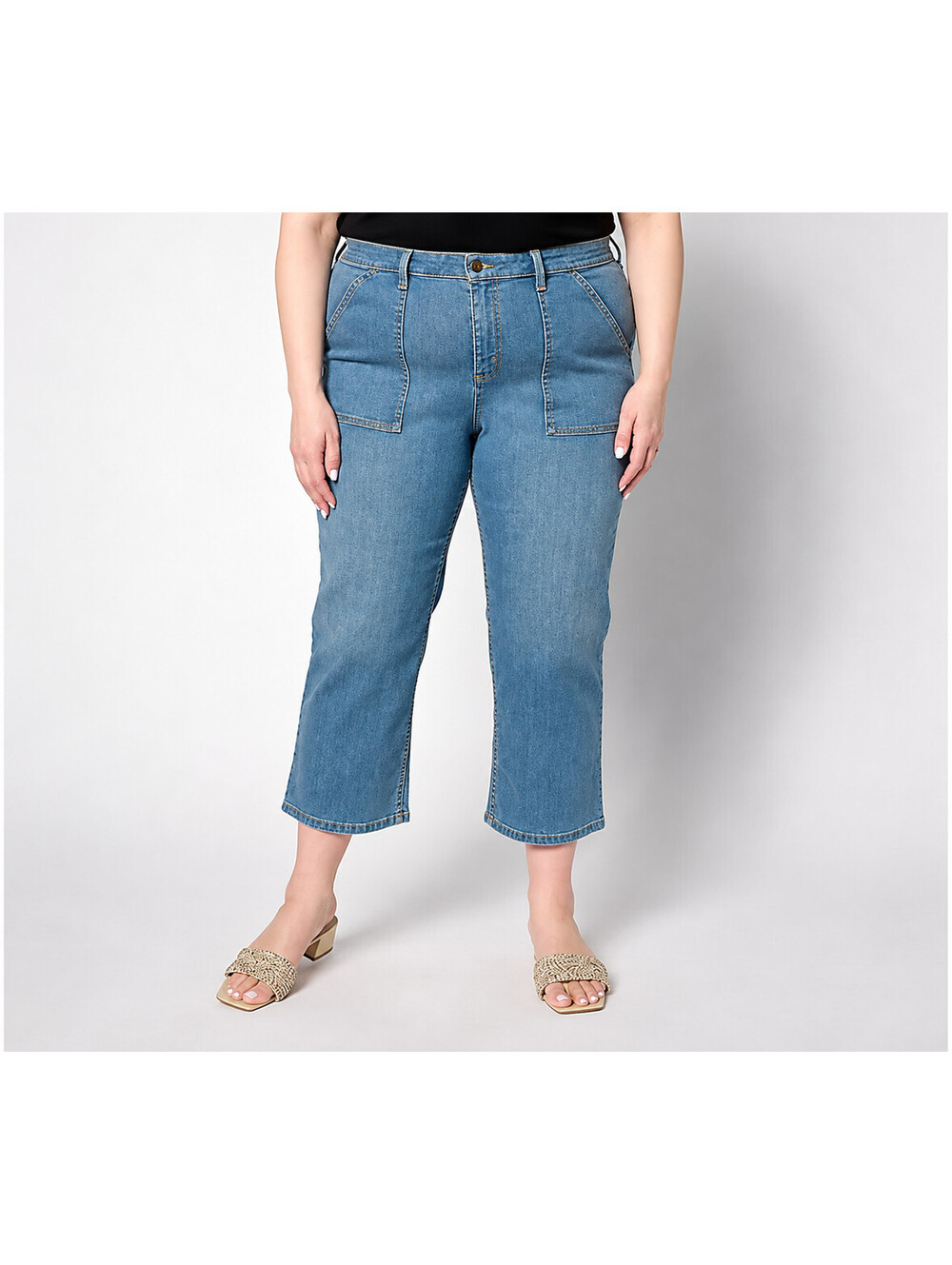 Denim & Co. Canyon Retreat Straight Leg Carpenter Jeans Antique, Regular 14